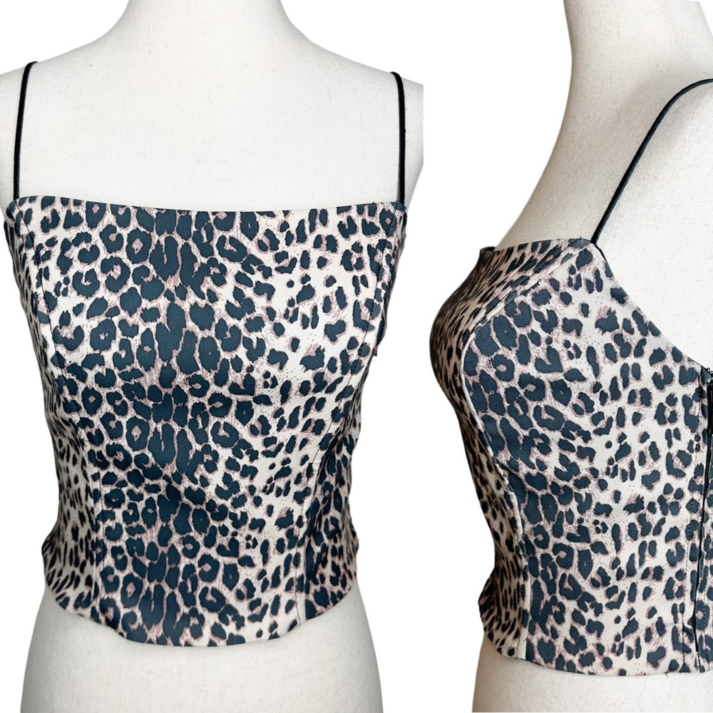 Vintage Y2K Animal Print Square Neck Corset Shapewear Crop Top Size 4